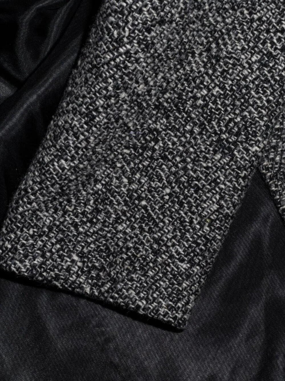 80s Oversized Grey Tweed Long Overcoat | Charcoal Salt and Pepper Car Coat